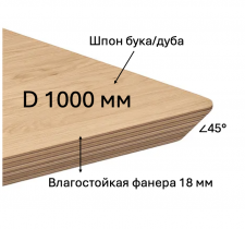 Столешница для кафе и ресторанов из влагостойкой фанеры со скошенной на 45 грудусов кромкой и покрытием шпона дуба или бука